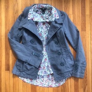 H&M gray canvas military-style jacket size S
